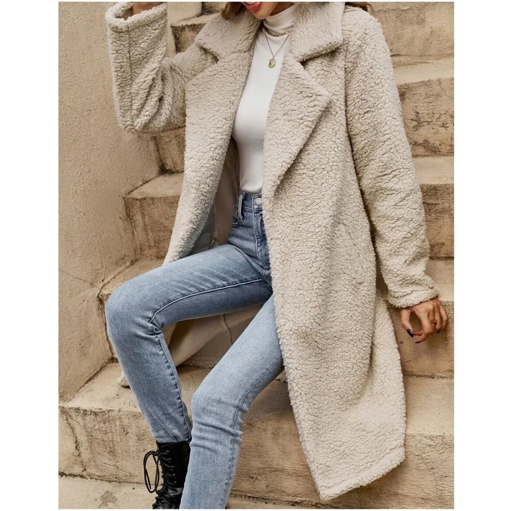 Cozy Pocket Teddy Oversized Jacket Coat - Picture 3 of 6